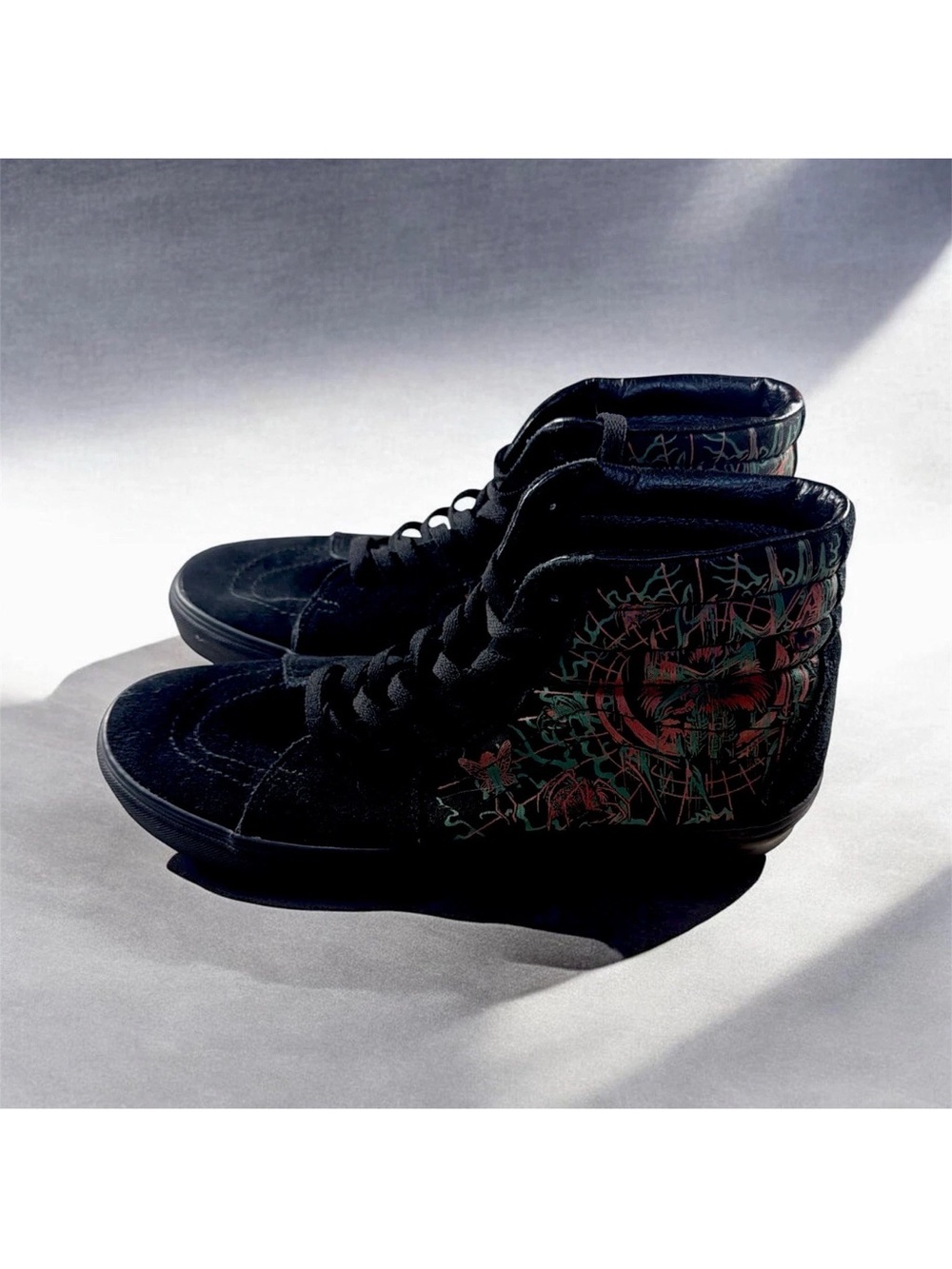Vans Black High-Top Sneakers with Red & Green Graffiti Graphic